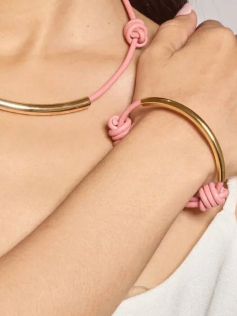 Lady Grey Leather + Gold Plated Bronze Bracelet